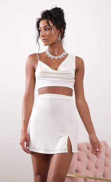 Lucy in the Sky Shoulder Cowl Set in White