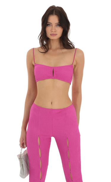 Lucy in the Sky Crinkle Two Piece Set in Pink