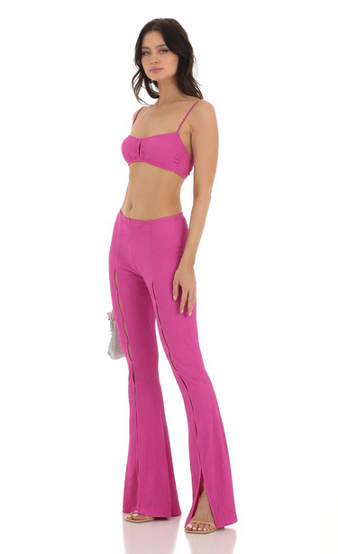 Lucy in the Sky Crinkle Two Piece Set in Pink