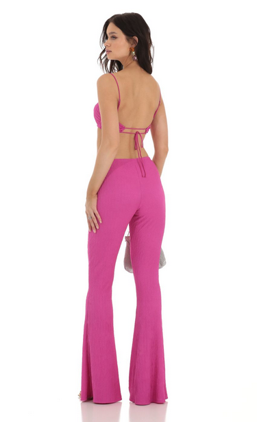 Lucy in the Sky Crinkle Two Piece Set in Pink