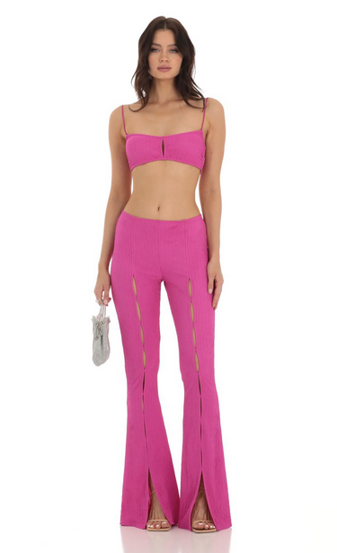 Lucy in the Sky Crinkle Two Piece Set in Pink