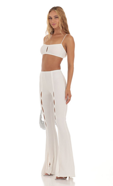 Lucy in the Sky Crinkle Two Piece Set in White