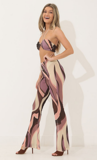 Lucy in the Sky Three Piece Set in Brown Swirl