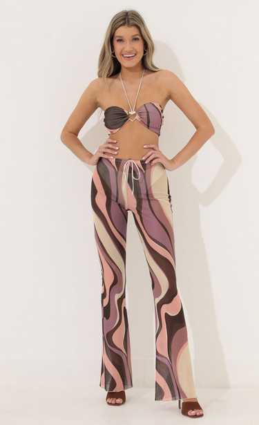 Lucy in the Sky Three Piece Set in Brown Swirl
