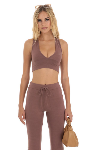 Lucy in the Sky Sequin Two Piece Set in Brown