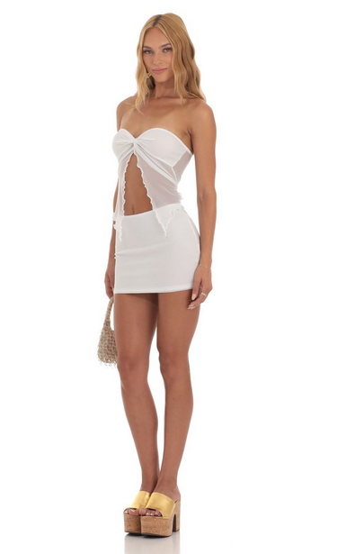 Lucy in the Sky Strapless Two Piece Set in White