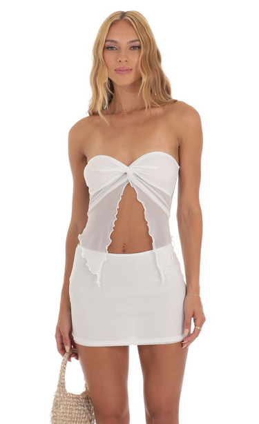 Lucy in the Sky Strapless Two Piece Set in White