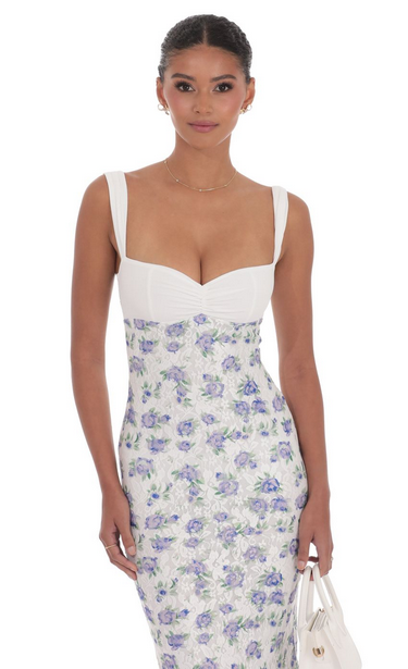 Lucy in the Sky Floral Lace Maxi Dress in White