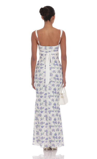 Lucy in the Sky Floral Lace Maxi Dress in White