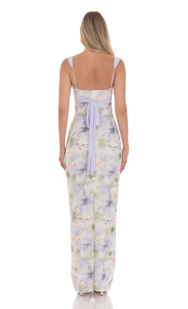 Lucy in the Sky Mesh Two Toned Maxi Dress in Lavender