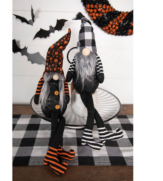 Decorator's Warehouse 22” B/O Lighted Fabric Halloween Gnome Shelf Sitter
