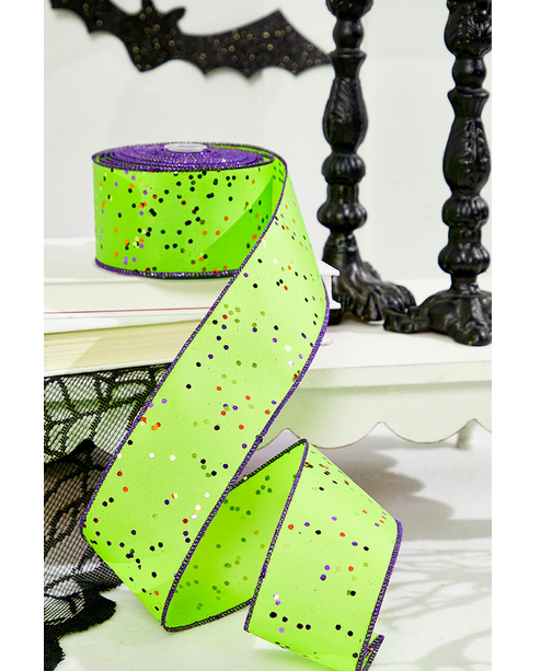 Decorator's Warehouse 2.5" x 10 Yard Sprinkled Hex Glitter Finish Ribbon