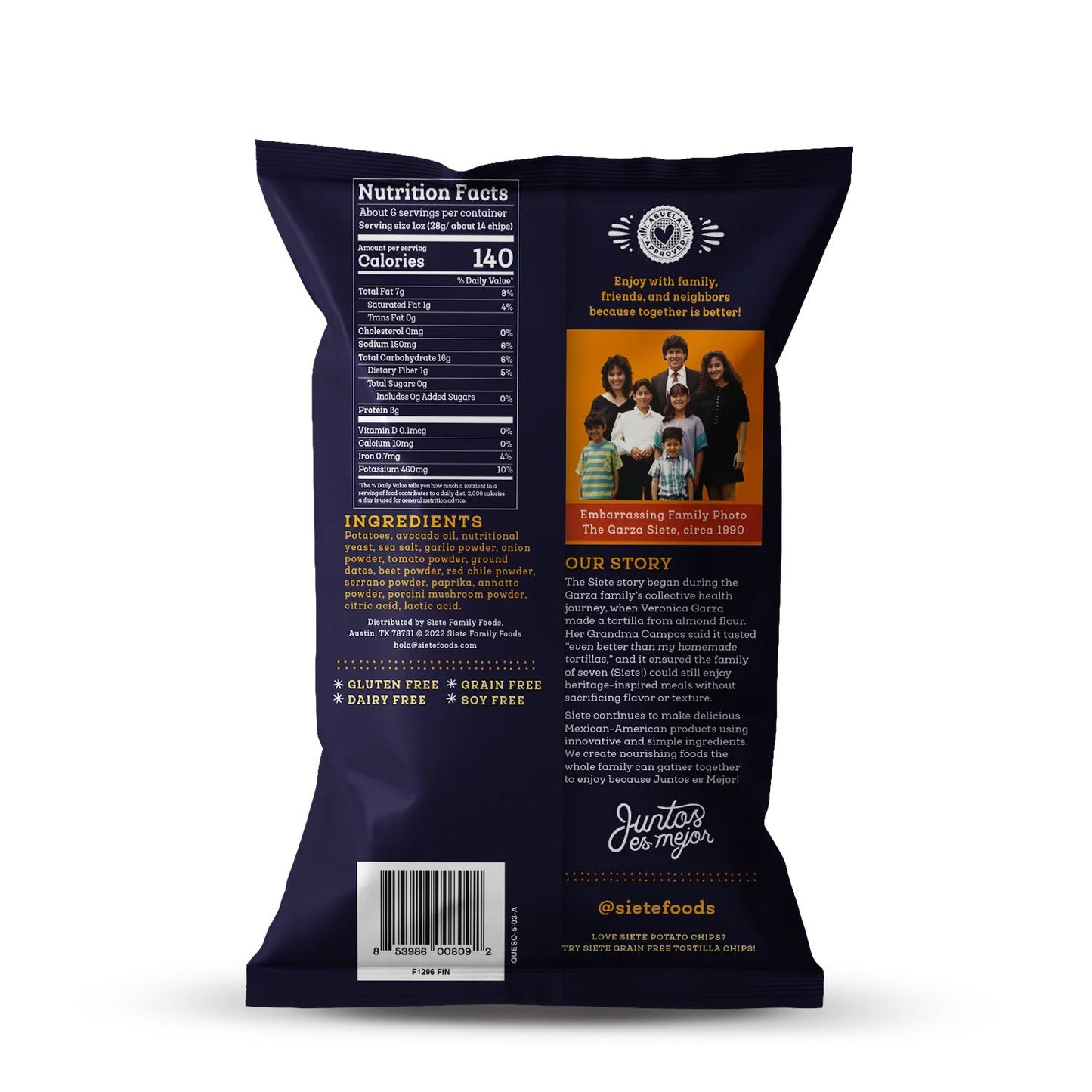 Siete Foods Queso Kettle Cooked Potato Chips - 6 Bags