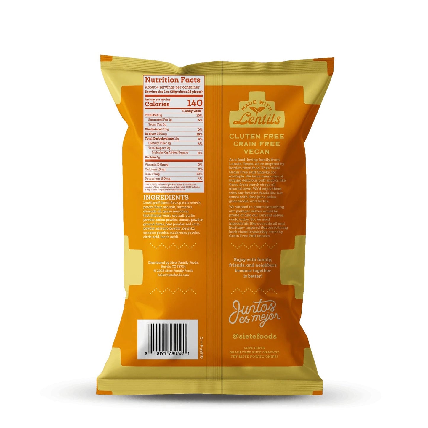 Siete Foods Grain Free Puff Snacks Mix - 3 bags