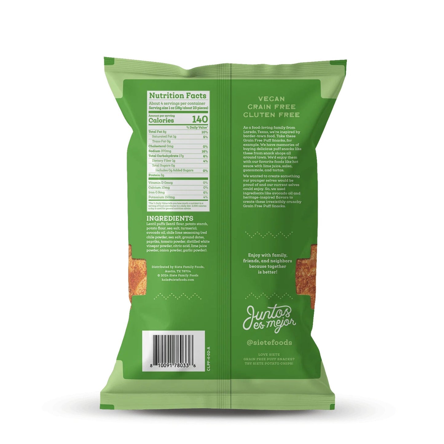 Siete Foods Grain Free Puff Snacks Mix - 6 bags