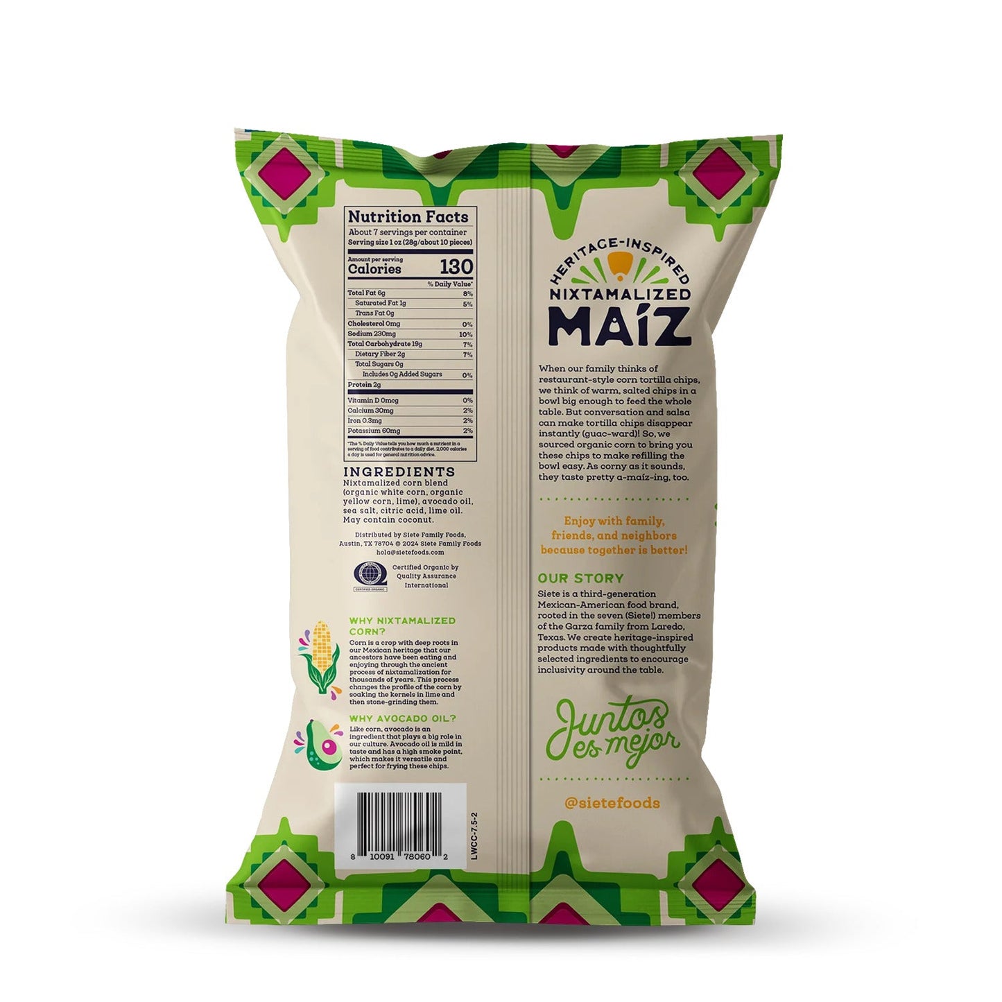 Siete Foods Maíz Lime Totopos Corn Tortilla Chips 7.5oz - 6 Bags