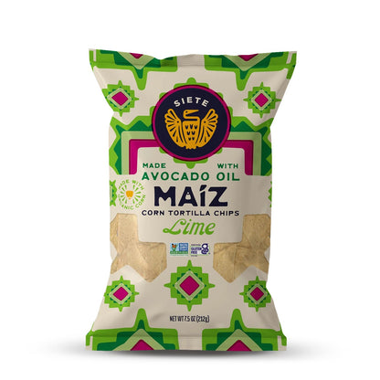 Siete Foods Maíz Lime Totopos Corn Tortilla Chips 7.5oz - 6 Bags