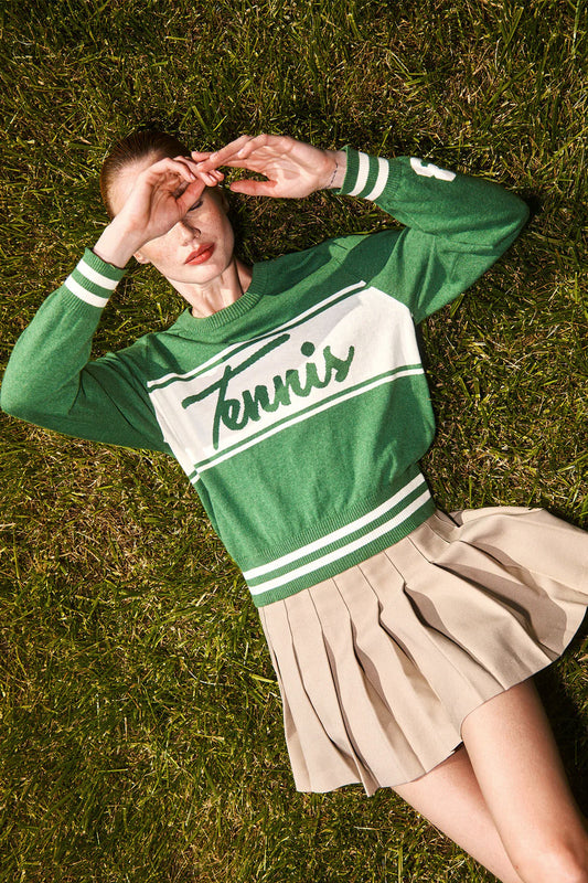 BAILEY/44 Women's Stateside Cotton Cashmere Raglan Tennis Sweater in Pine