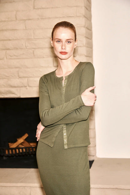 BAILEY/44 Women's Stateside 2X1 Rib Slip Dress in Seaweed