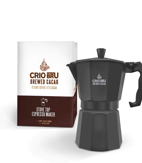 Crio Bru Mini 6 Cup Stovetop Espresso Maker Double Chocolate Welcome Starter Set