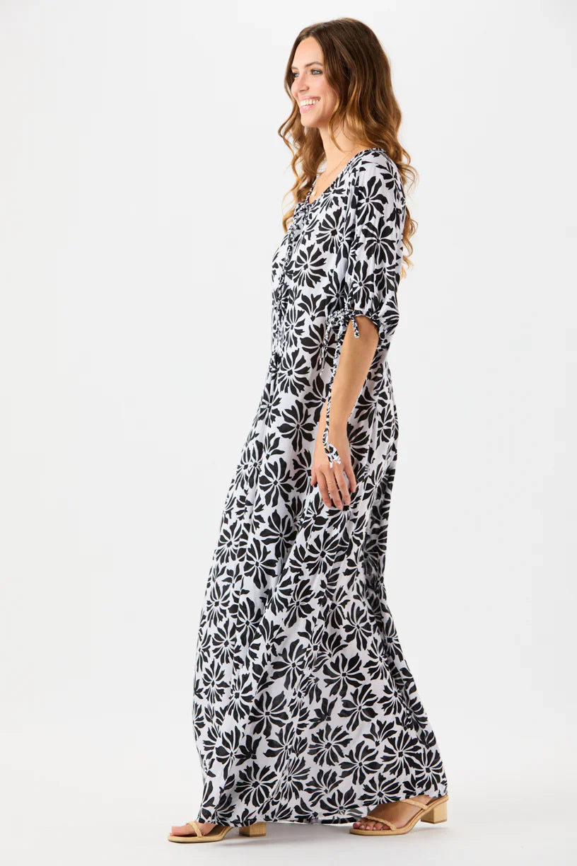 Tiare Hawaii Todos Santos Maxi Dress - Abstract Flowers White