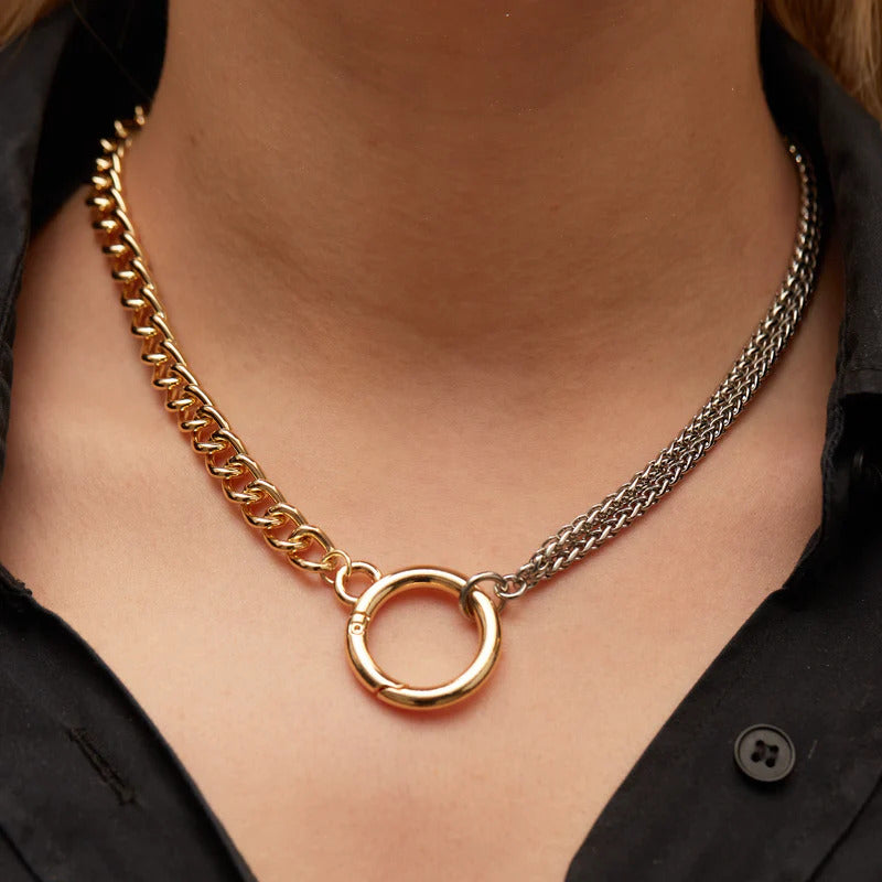 ARGENTO VIVO THE TWO TONE OPEN CIRCLE NECKLACE
