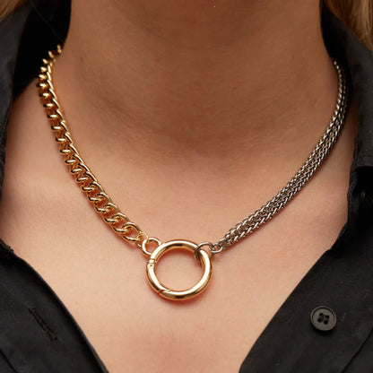 ARGENTO VIVO THE TWO TONE OPEN CIRCLE NECKLACE