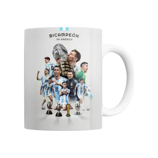 Pampa Direct Taza White Bicampeón de América 2024 Copa America Argentina Champions USA 2024 - Ceramic Printed Cup