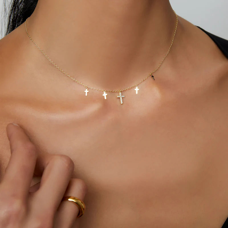 ARGENTO VIVO THE TINY MULTI CROSS NECKLACE