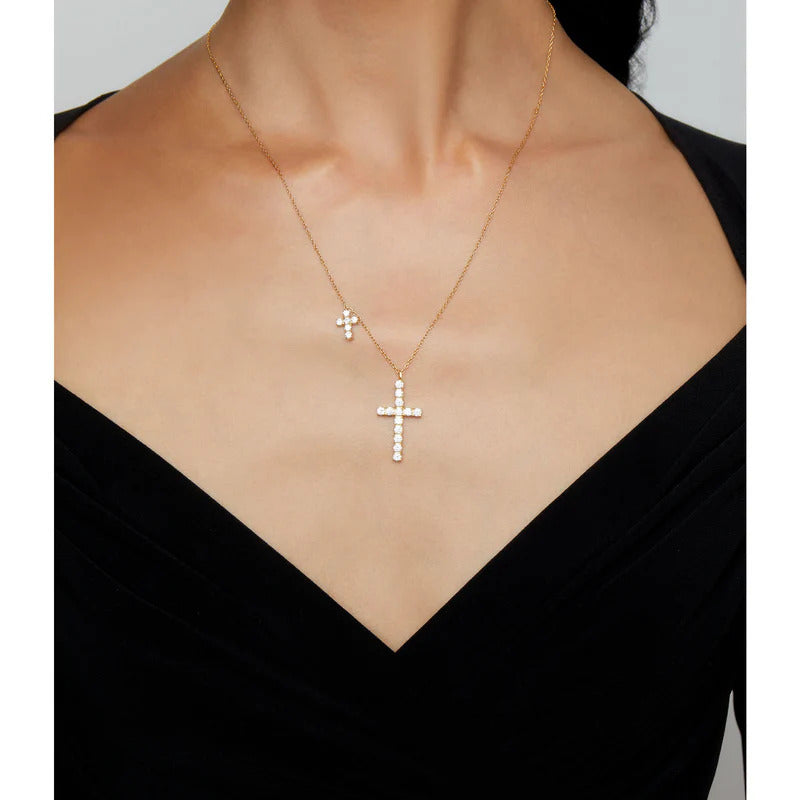 ARGENTO VIVO THE CZ DOUBLE CROSS PENDANT