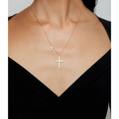 ARGENTO VIVO THE CZ DOUBLE CROSS PENDANT