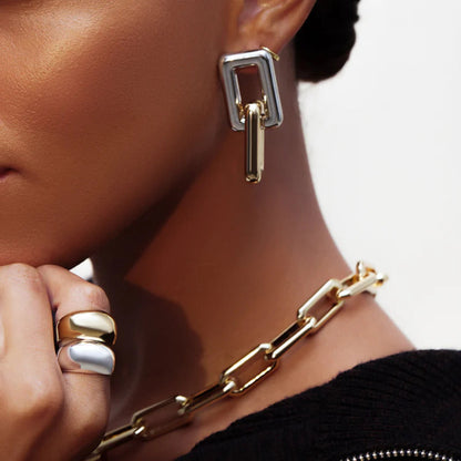 ARGENTO VIVO THE TWO TONE BOX CHAIN EARRING