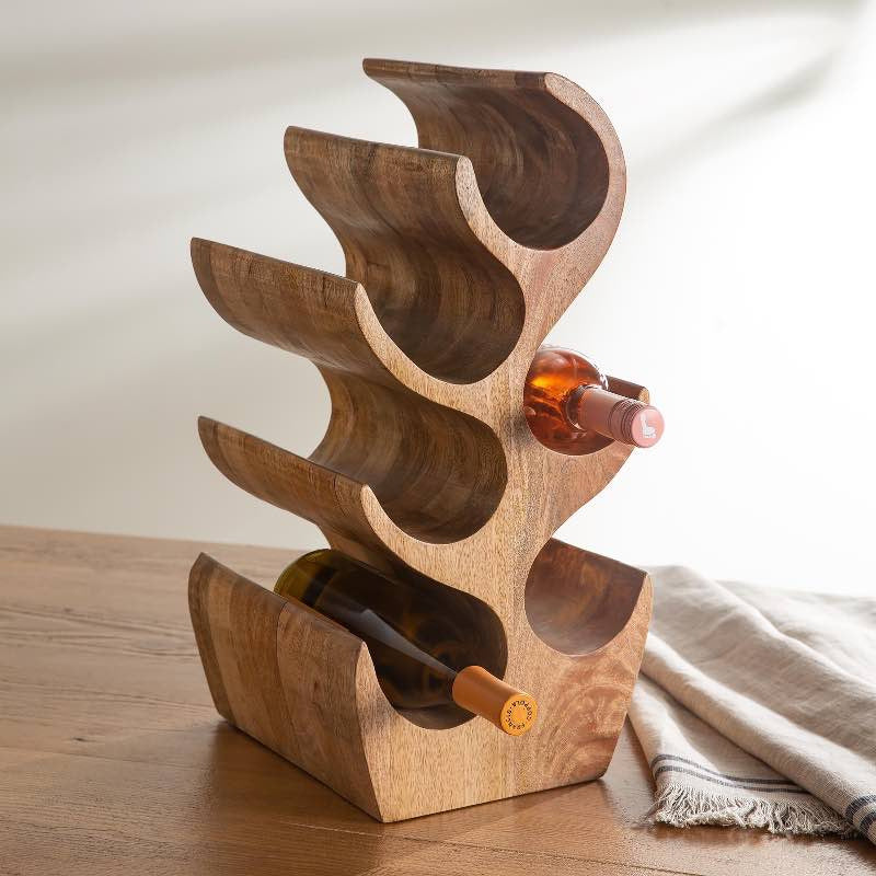 VivaTerra Handcrafted Mango Wood 6-Bottle Wine Rack