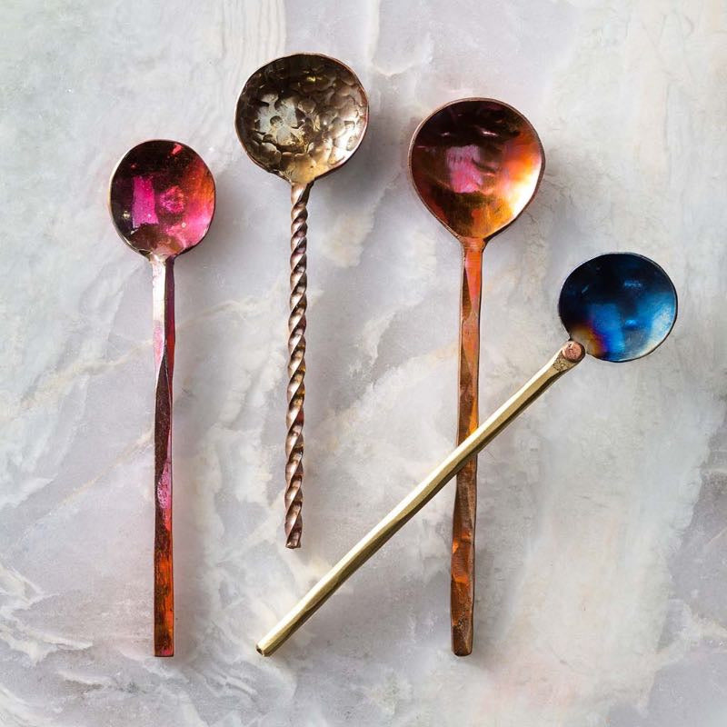 VivaTerra Handcrafted Copper Spoon Collection, Set of 4