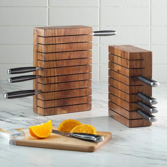 VivaTerra Acacia Wood Horizontal 8-Knife Block