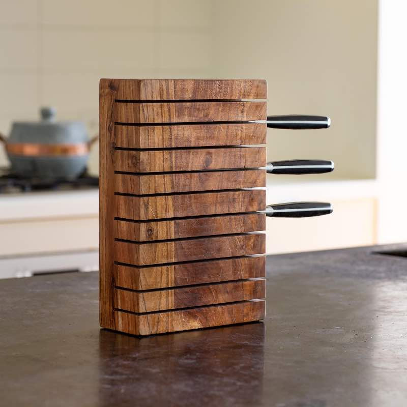 VivaTerra Acacia Wood Horizontal 10-Knife Block