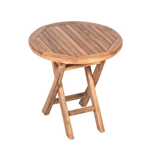 VivaTerra Small Round Teak Folding Side Table