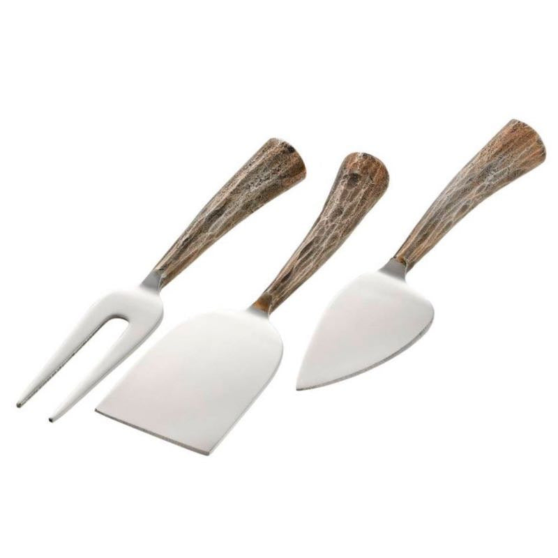 VivaTerra Stone Faux Bois Cheese Knife Gift, Set of 3