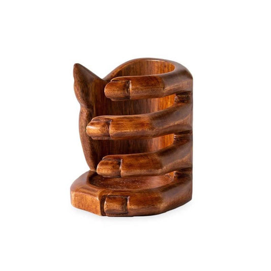 VivaTerra Artisan Carved Hand Wine Bottle Holder