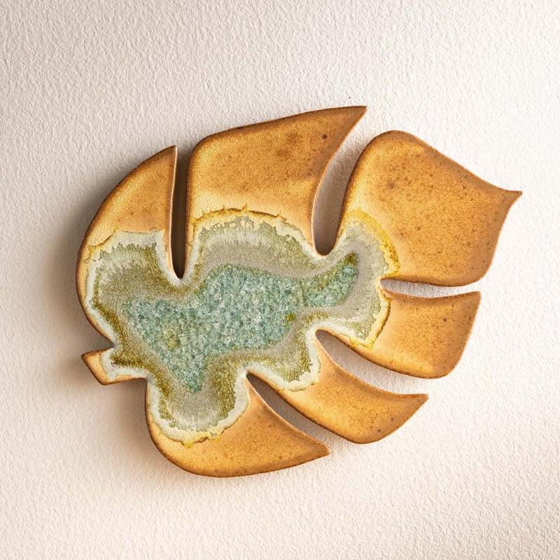 VivaTerra Ceramic and Glass Monstera Leaf Wall Art/ Trivet