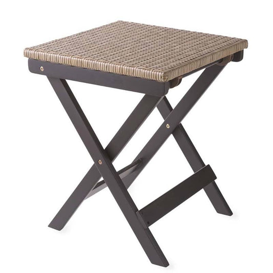 VivaTerra Folding Eucalyptus Outdoor Side Table - Black