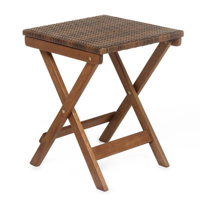 VivaTerra Folding Eucalyptus Outdoor Side Table - Brown