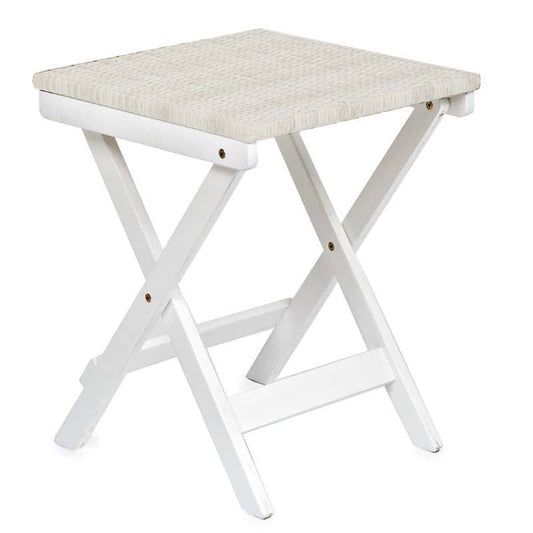 VivaTerra Folding Eucalyptus Outdoor Side Table - Ivory