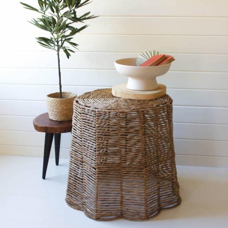 VivaTerra Woven Seagrass Ripple Side Table