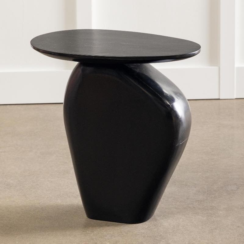 VivaTerra Modern Black Pebble Side Table