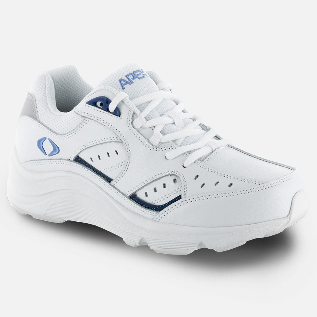 Apexfoot Women's Lace Walking Shoe - V-Last - White/Periwinkle