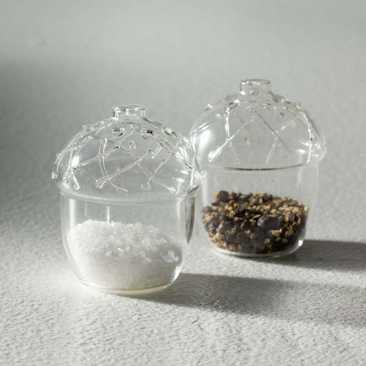 VivaTerra Glass Acorn Salt and Pepper Shakers, Set of 2