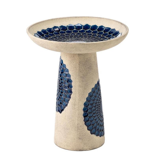 VivaTerra Ceramic Blue Tile Birdbath