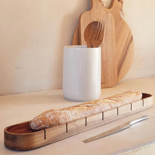 VivaTerra Oak Baguette Bread Board and Knife