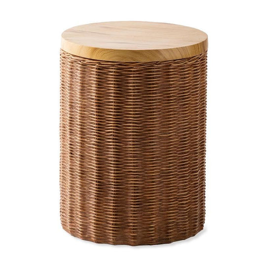 VivaTerra Faux Wicker Concrete Storage Side Table